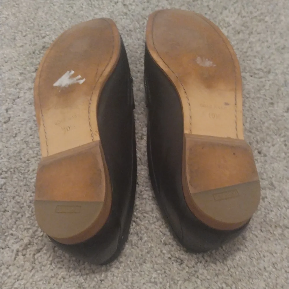 -Cole Hahn black & cream leather penny loafers